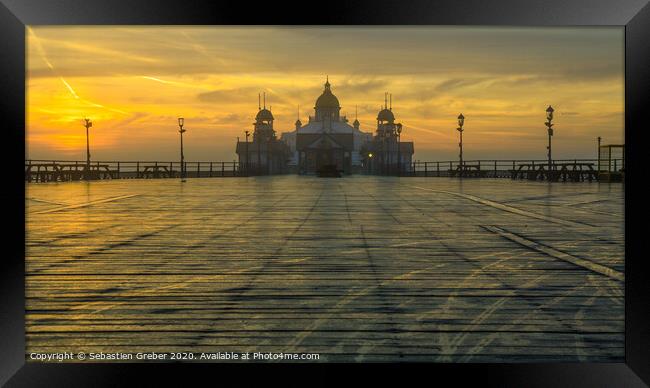 Eastbourne Pier Sunrise Framed Print by Sebastien Greber