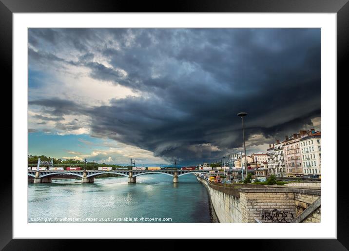 Storm Clouds over Lyon Framed Mounted Print by Sebastien Greber
