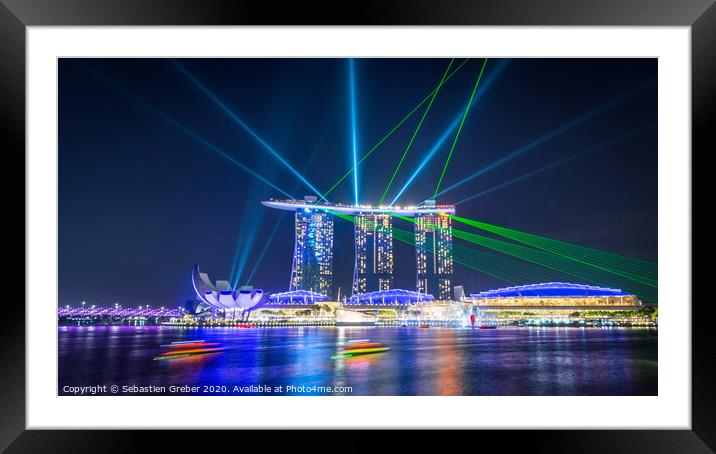  Marina Bay Sands Light Show Framed Mounted Print by Sebastien Greber