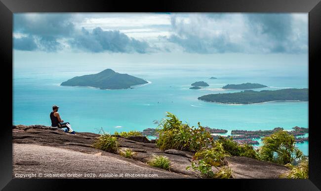 Local admiring the Copolia Trail Summit view Framed Print by Sebastien Greber