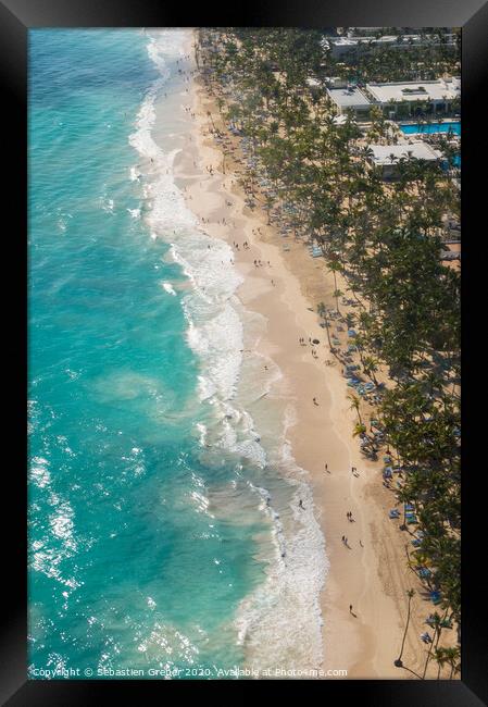 Bavaro Beach from Above Framed Print by Sebastien Greber