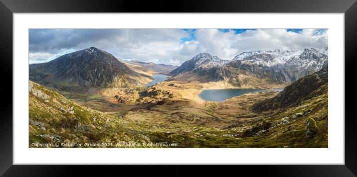 Ogwen Valley with Tryfan and Pen yr Ole Wen Framed Mounted Print by Sebastien Greber