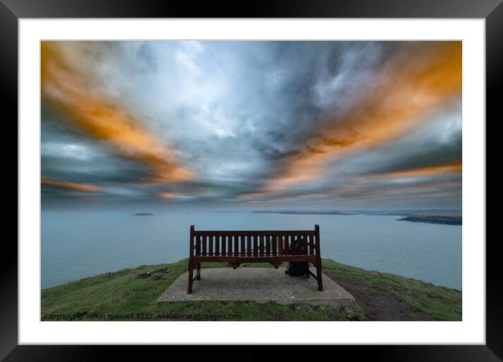 Bench with a View Framed Mounted Print by Simon Maycock