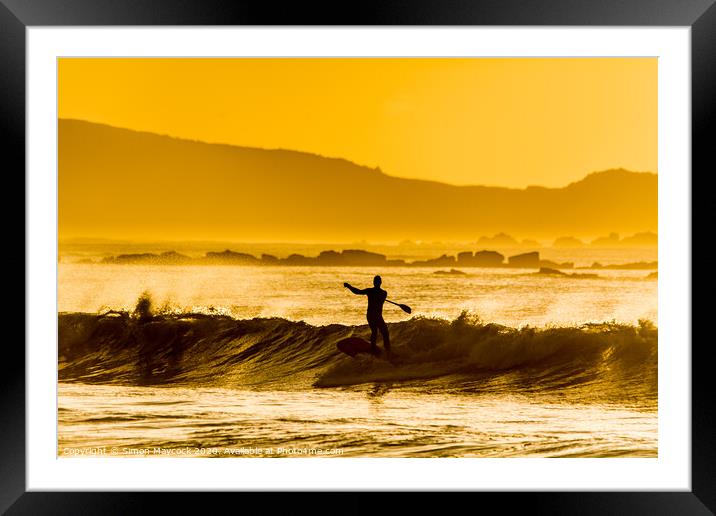 Paddleboard Sunrise Framed Mounted Print by Simon Maycock