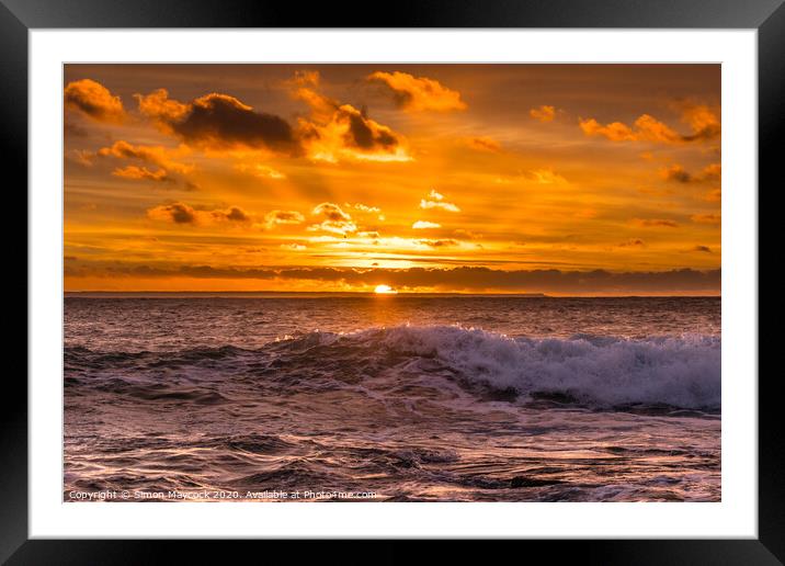 Orange sky for Mousehole Sunrise Framed Mounted Print by Simon Maycock