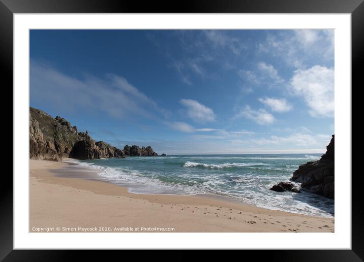 Deserted Pednvounder beach Framed Mounted Print by Simon Maycock