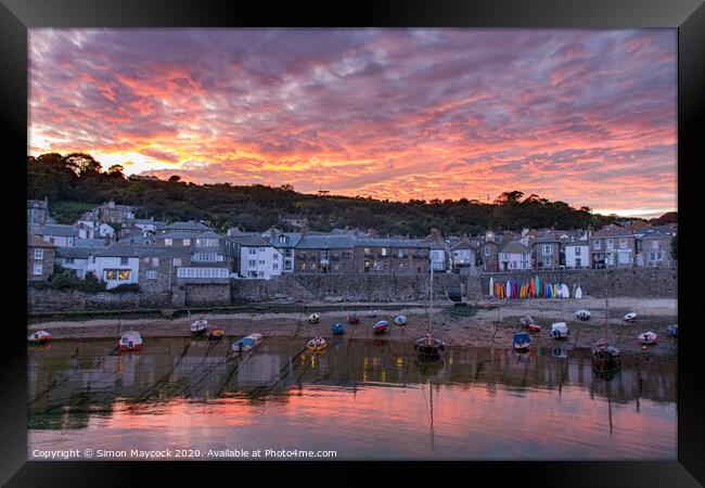 Mousehole Sunset #2 Framed Print by Simon Maycock