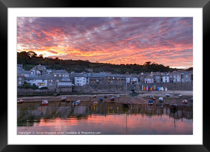 Mousehole Sunset #2 Framed Mounted Print by Simon Maycock