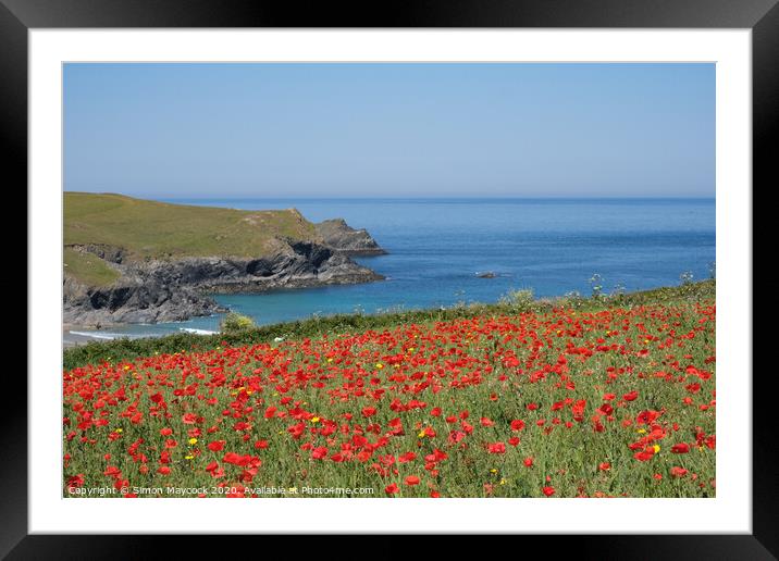 West Pentire poppy field Framed Mounted Print by Simon Maycock