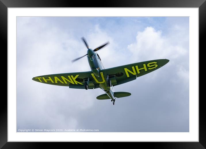 NHS Spitfire in Cornwall Framed Mounted Print by Simon Maycock