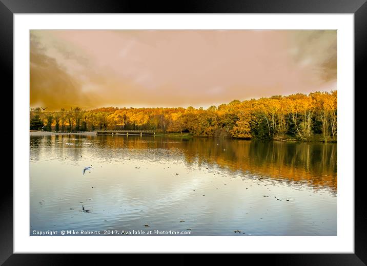 Autumn over the lake Framed Mounted Print by Mike Roberts