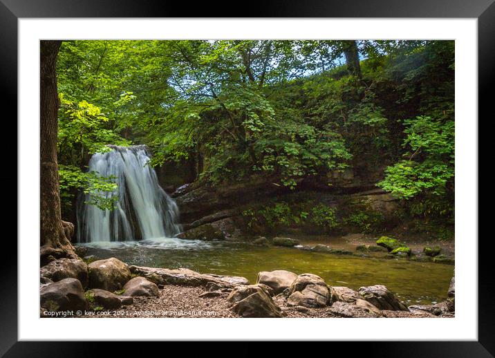 Janets foss waterfall Framed Mounted Print by kevin cook