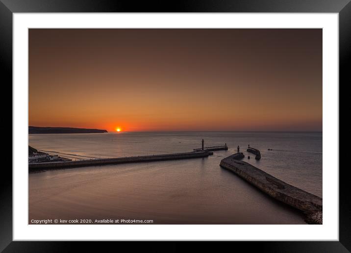 Whitby sunset. Framed Mounted Print by kevin cook