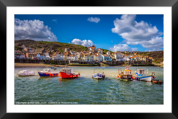 fishing boats Staithes Framed Mounted Print by kevin cook