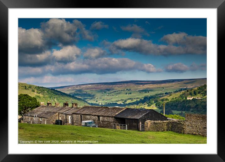 Gunnerside farms Framed Mounted Print by kevin cook