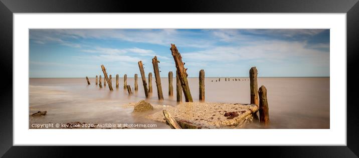 Groynes-Pano Framed Mounted Print by kevin cook
