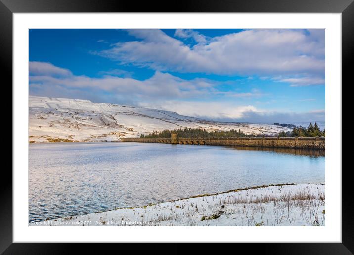 Scar house Dam in the snow Framed Mounted Print by kevin cook