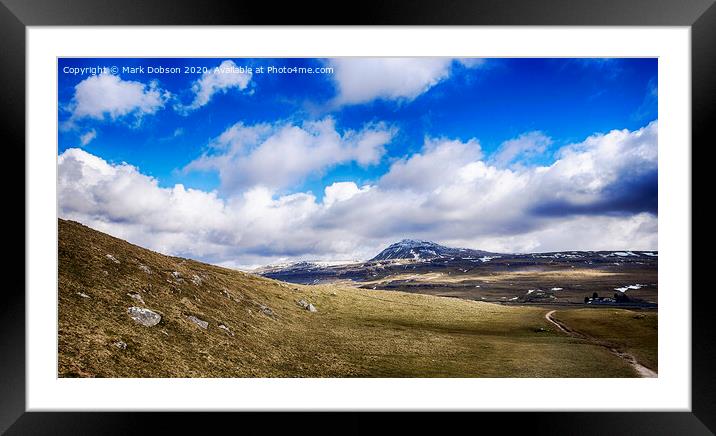 A Dusting Of Snow On Ingleborough  Framed Mounted Print by Mark Dobson