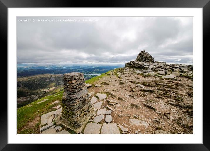 The Old Man Of Coniston Summit Framed Mounted Print by Mark Dobson