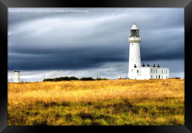 Old & New Lighthouses at Flamborough Head Framed Print by Mark Dobson