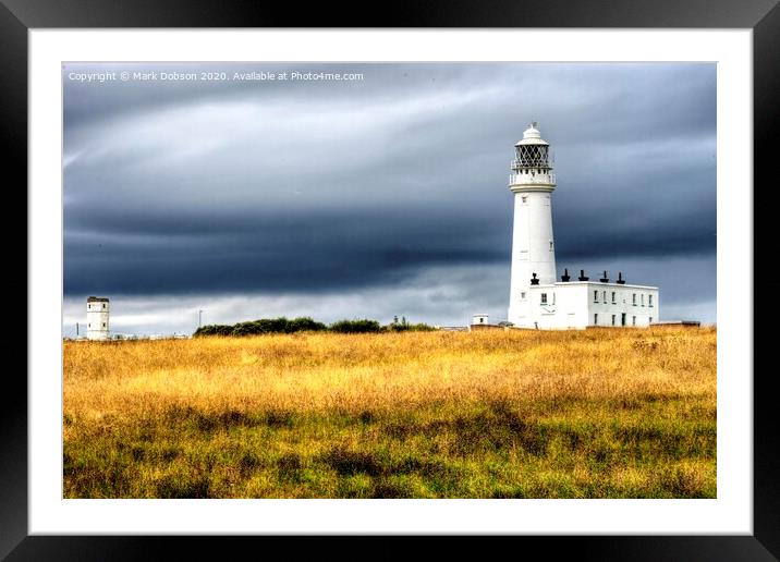 Old & New Lighthouses at Flamborough Head Framed Mounted Print by Mark Dobson