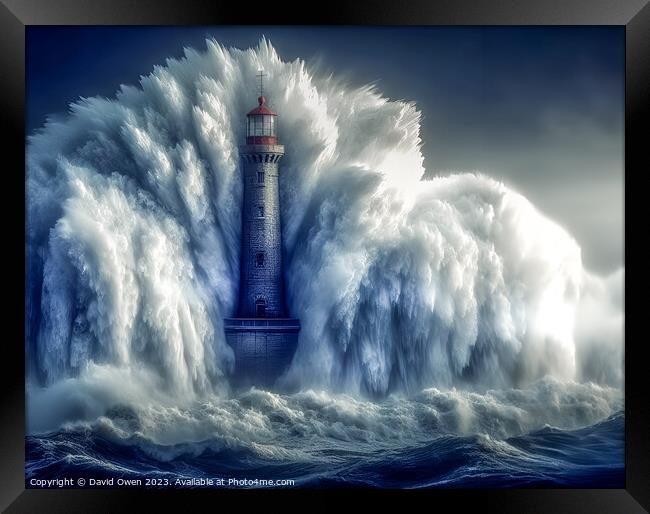 Lighthouse Storm Framed Print by David Owen