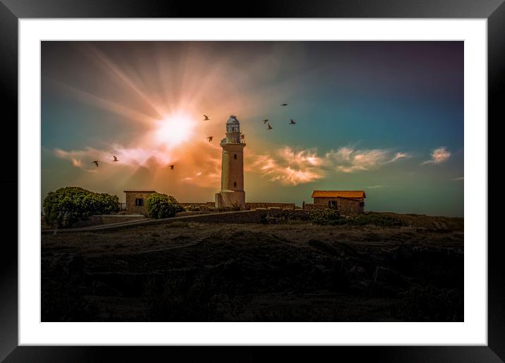 Enigmatic Lighthouse at Paphos Framed Mounted Print by David Owen