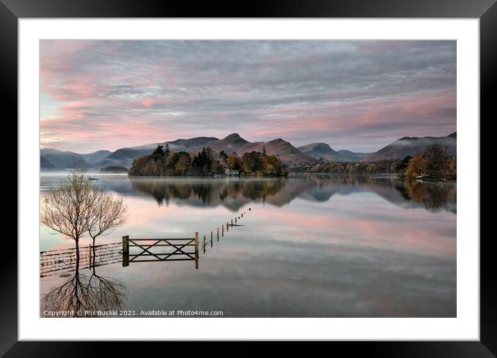 Derwent Water Sunrise Framed Mounted Print by Phil Buckle
