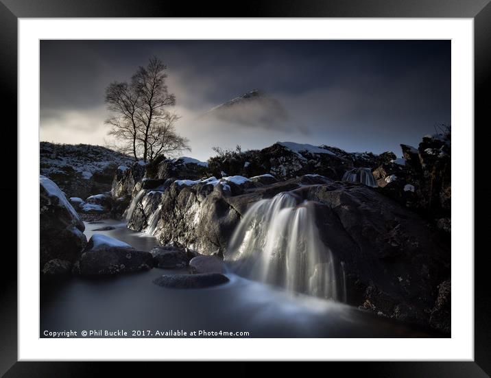 Buachaille  Waterfall Glencoe Framed Mounted Print by Phil Buckle