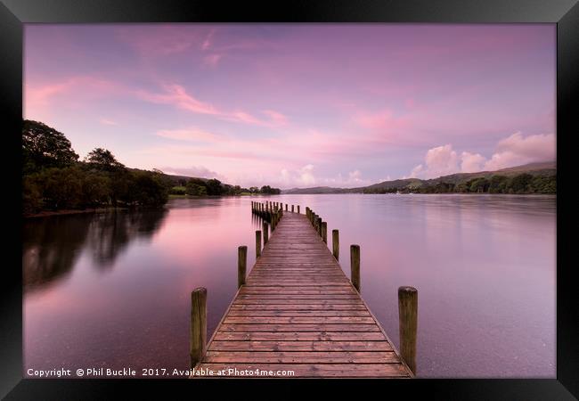 Monk Coniston Jetty Sunrise Framed Print by Phil Buckle