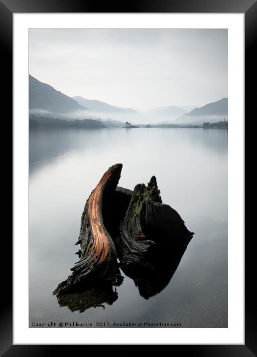 Misty Ullswater Stump Framed Mounted Print by Phil Buckle