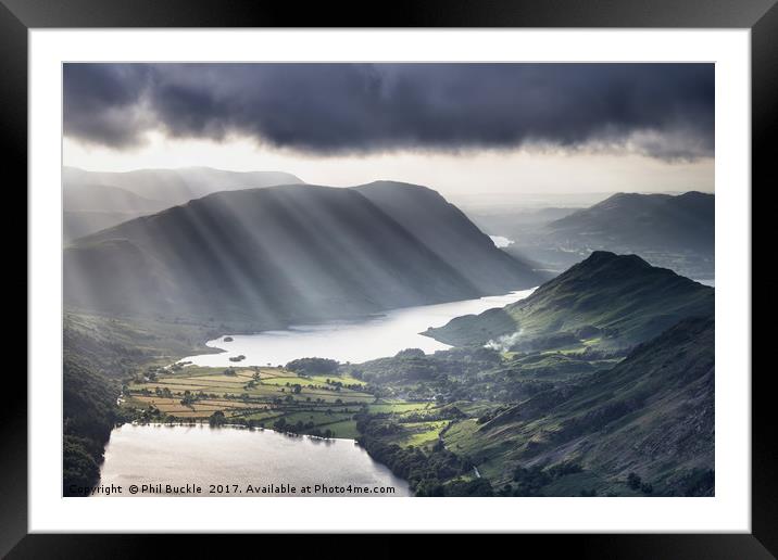 Light Rays over Crummock Water Framed Mounted Print by Phil Buckle