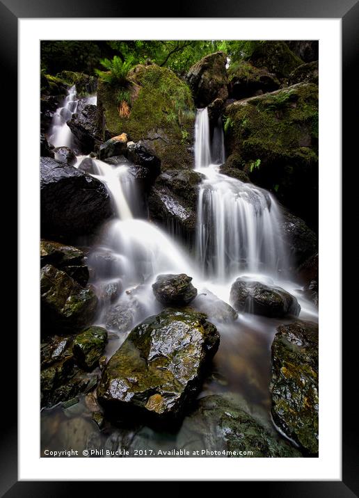 Ladore Falls Wet Rocks Framed Mounted Print by Phil Buckle