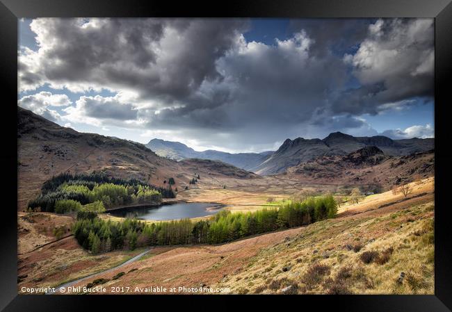 Blea Tarn and Langdale Pikes Framed Print by Phil Buckle