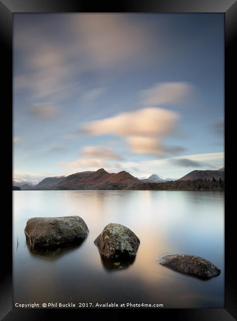 Isthmus Bay Three Rocks Framed Print by Phil Buckle