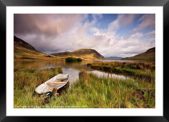 Nether How Boat, Crummock Water Framed Mounted Print by Phil Buckle