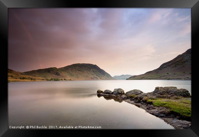 Rainbow over Crummock Water Framed Print by Phil Buckle