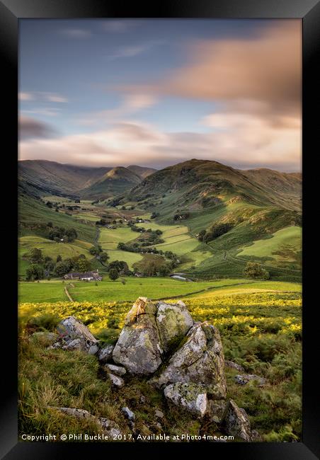 Rocks above Martindale Valley Framed Print by Phil Buckle