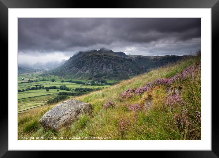 Langdale Pikes and Mickleden Valley Framed Mounted Print by Phil Buckle
