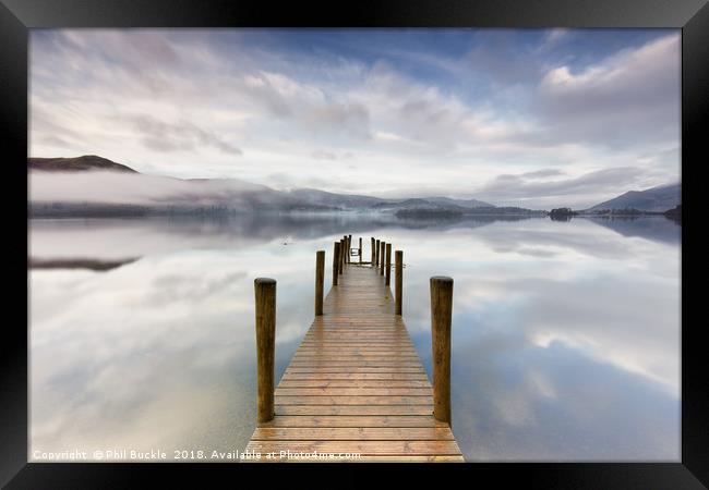 Ashness Jetty Calm and Mist Framed Print by Phil Buckle