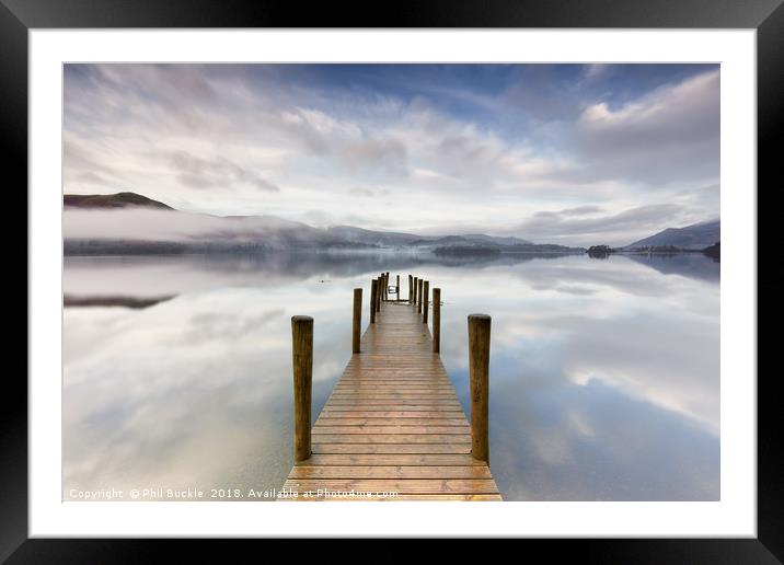 Ashness Jetty Calm and Mist Framed Mounted Print by Phil Buckle