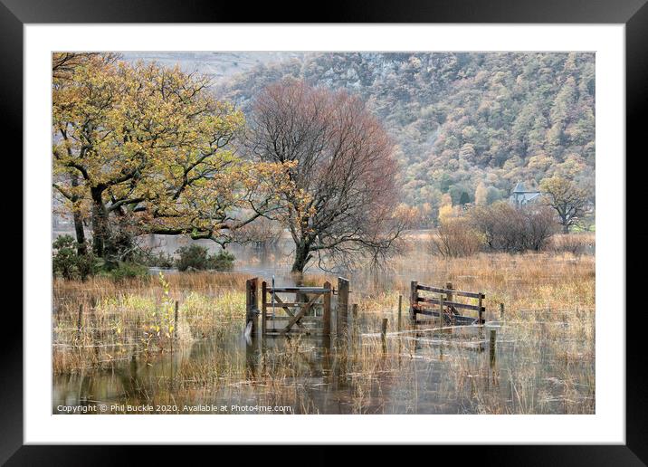 Flooded Derwent Water Framed Mounted Print by Phil Buckle