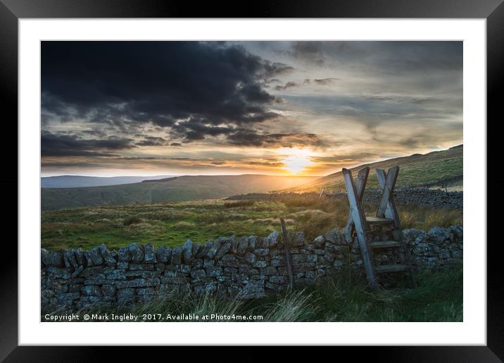 Sunset and Stile Framed Mounted Print by Mark Ingleby