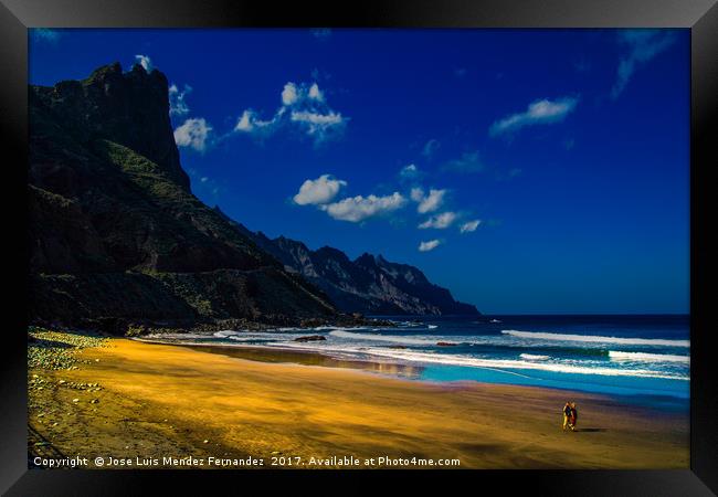 A walk by the beach Framed Print by Jose Luis Mendez Fernand