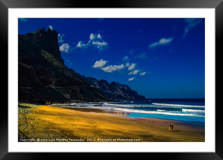 A walk by the beach Framed Mounted Print by Jose Luis Mendez Fernand