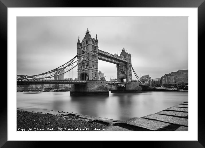 Tower Bridge Noir  Framed Mounted Print by Hasan Berkul