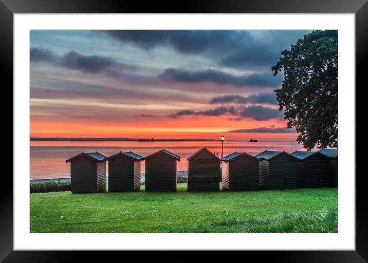 Beach Hut Sunrise Framed Mounted Print by Alf Damp