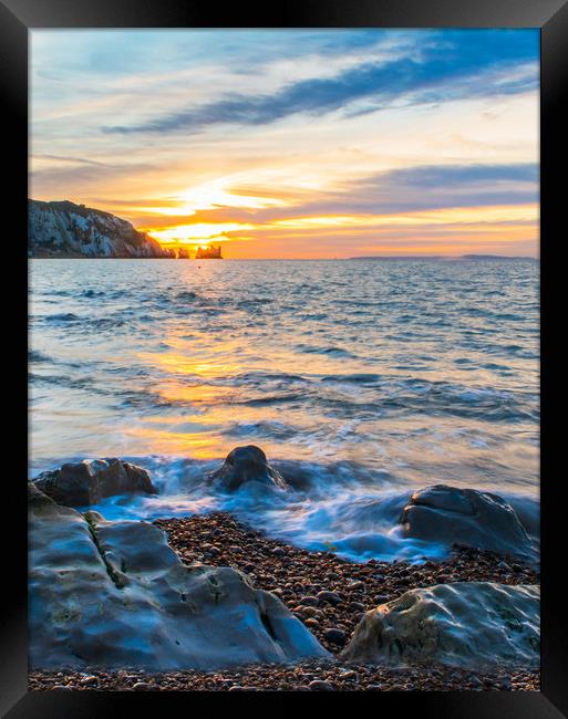 Alum Bay sunset Framed Print by Alf Damp