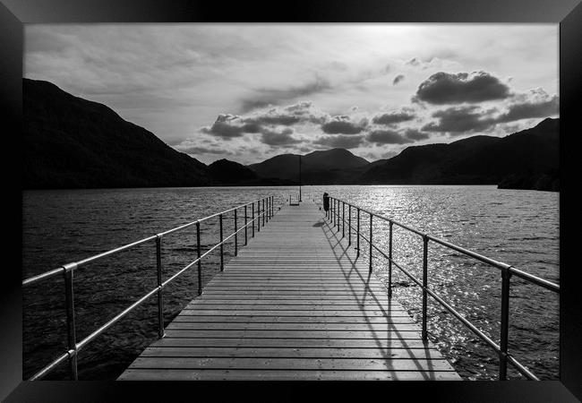 Aira Force Pier, with silohuettes of near and dist Framed Print by Alf Damp