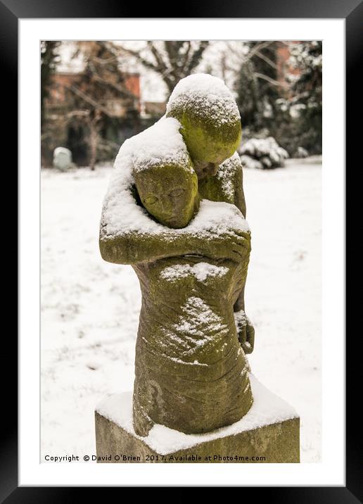 Hugging Statue Framed Mounted Print by David O'Brien